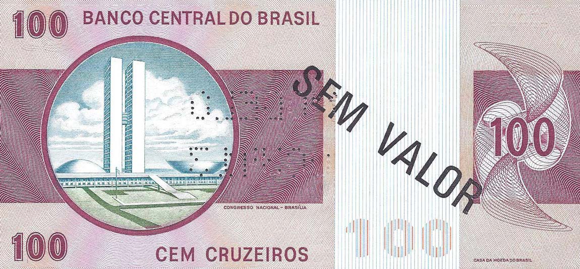 Back of Brazil p195s: 100 Cruzeiros from 1970