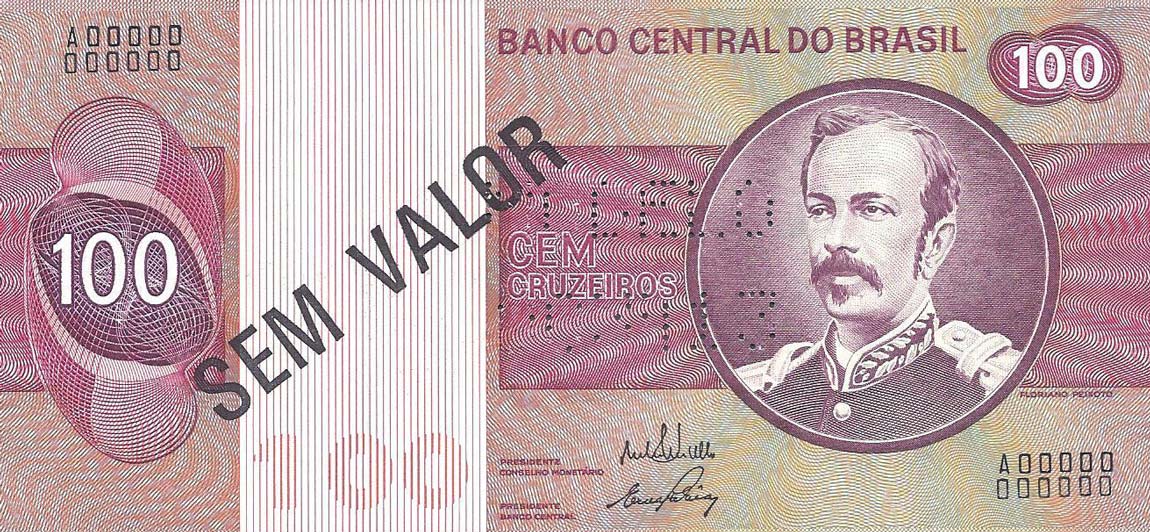 Front of Brazil p195s: 100 Cruzeiros from 1970