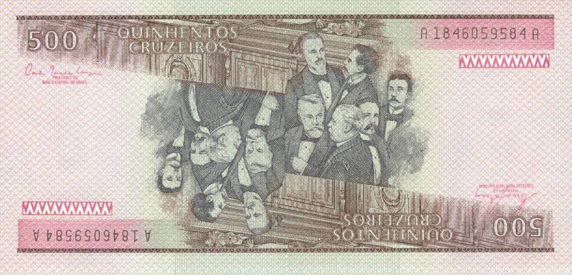 Back of Brazil p200a: 500 Cruzeiros from 1981