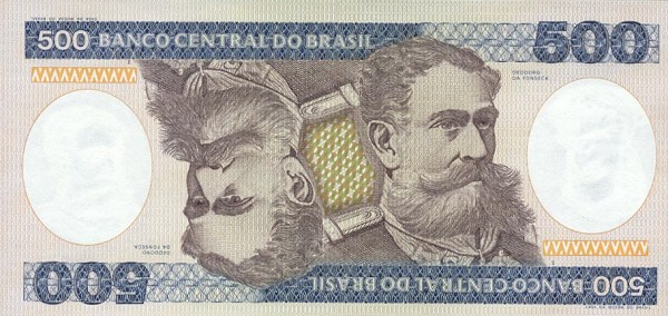 Front of Brazil p200b: 500 Cruzeiros from 1985