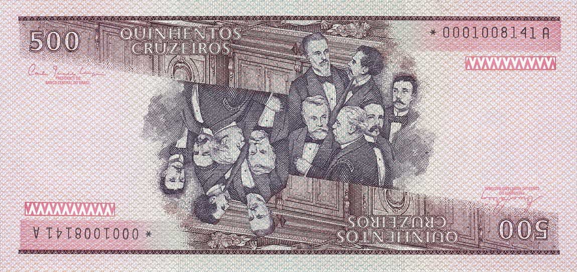 Back of Brazil p200r: 500 Cruzeiros from 1981
