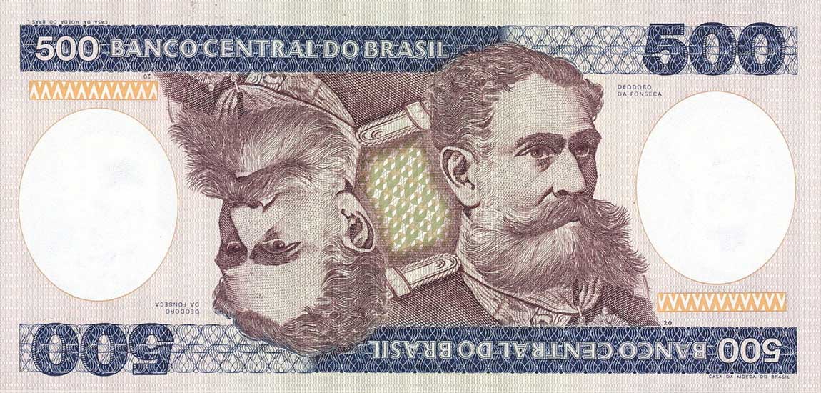 Front of Brazil p200r: 500 Cruzeiros from 1981