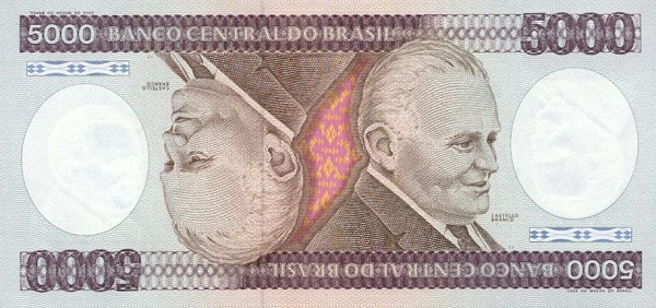 Front of Brazil p202d: 5000 Cruzeiros from 1985