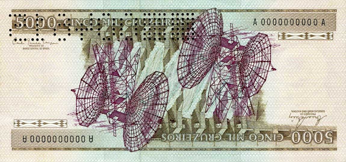 Back of Brazil p202s: 5000 Cruzeiros from 1981