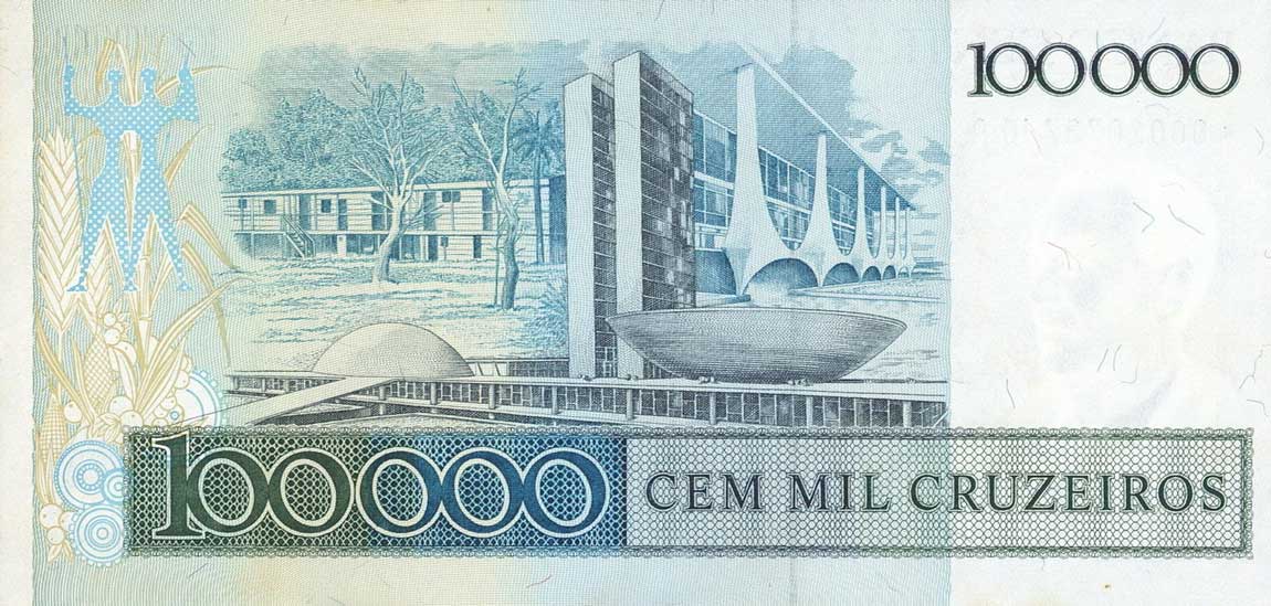 Back of Brazil p205r: 100000 Cruzeiros from 1985