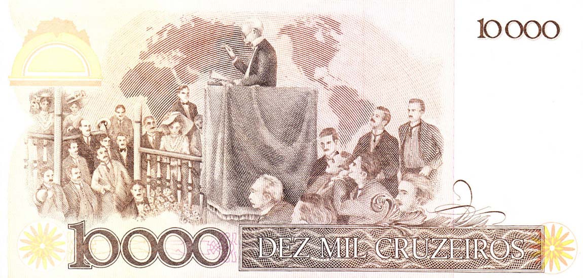 Back of Brazil p206a: 10 Cruzados from 1986