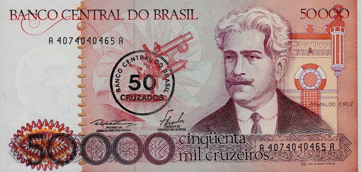 Front of Brazil p207a: 50 Cruzados from 1986