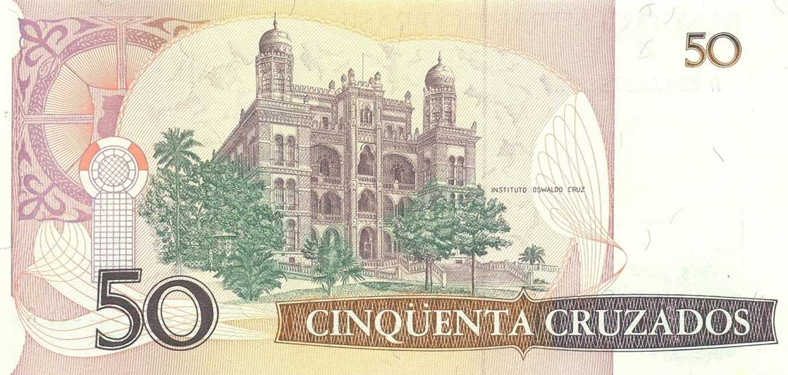 Back of Brazil p210c: 50 Cruzados from 1988