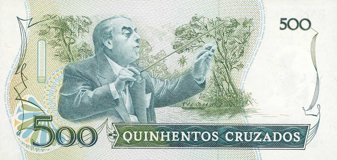 Back of Brazil p212a: 500 Cruzados from 1986