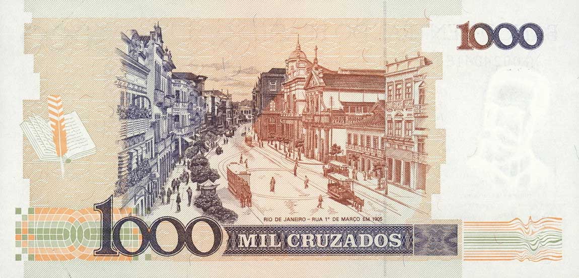 Back of Brazil p213a: 1000 Cruzados from 1987