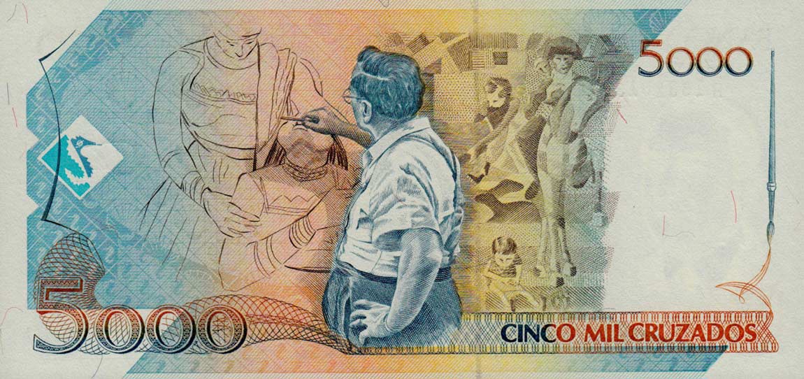 Back of Brazil p214a: 5000 Cruzados from 1988