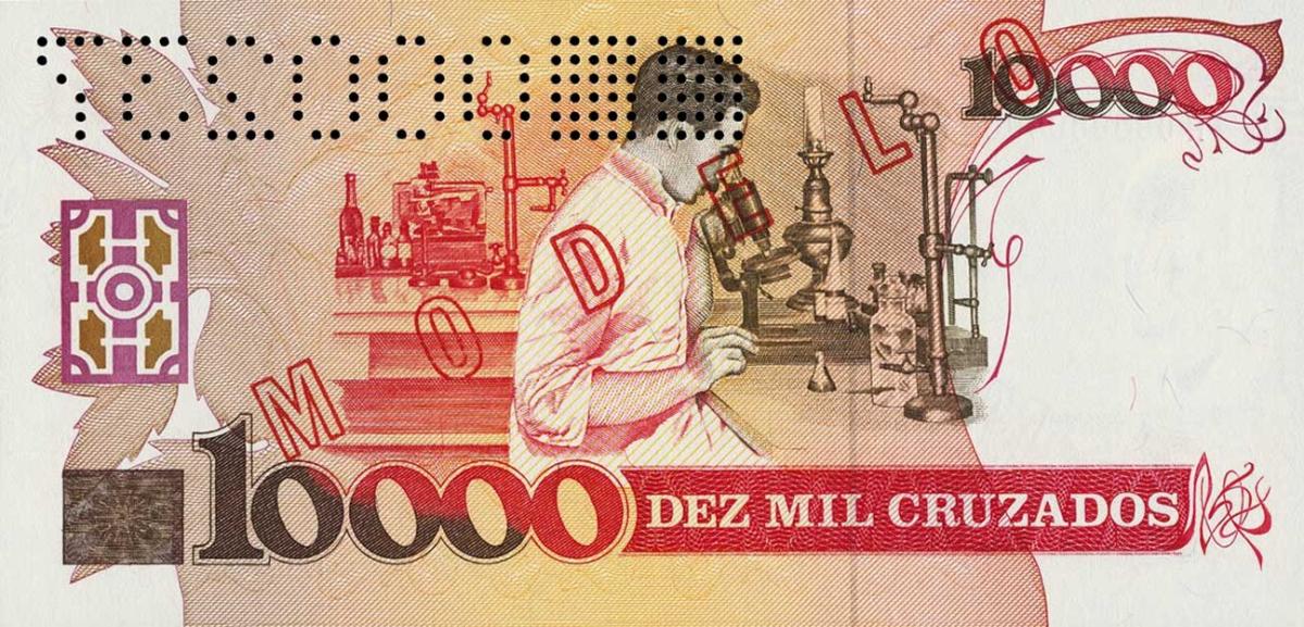 Back of Brazil p215s: 10000 Cruzados from 1989