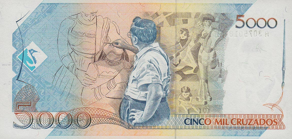 Back of Brazil p217b: 5 Cruzados Novos from 1989