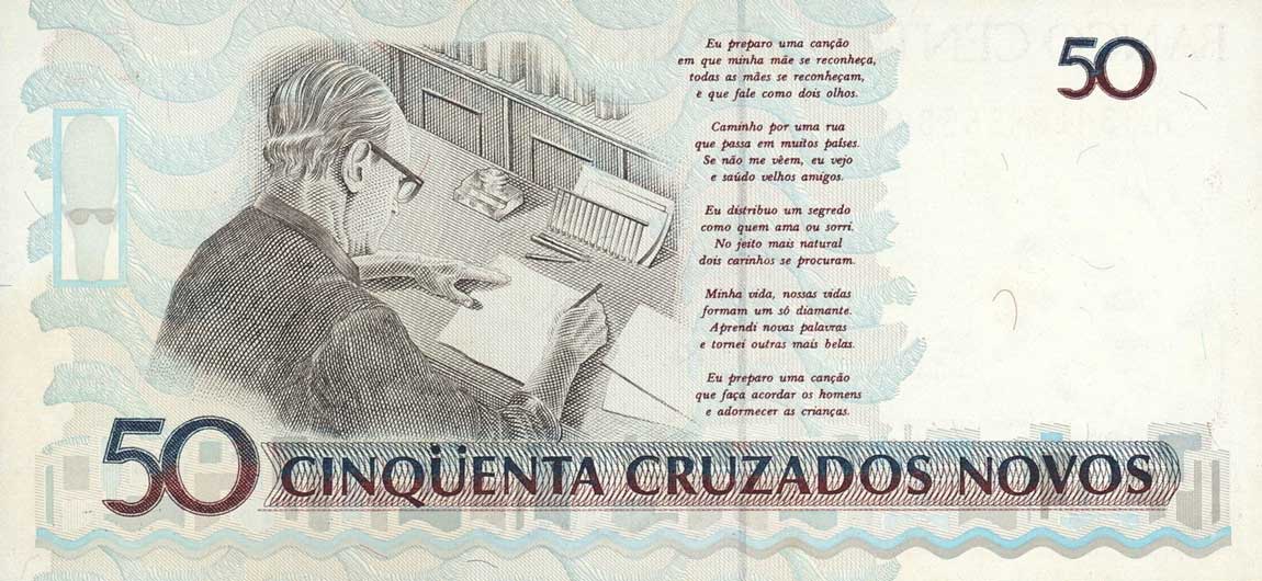 Back of Brazil p219b: 50 Cruzados Novos from 1990