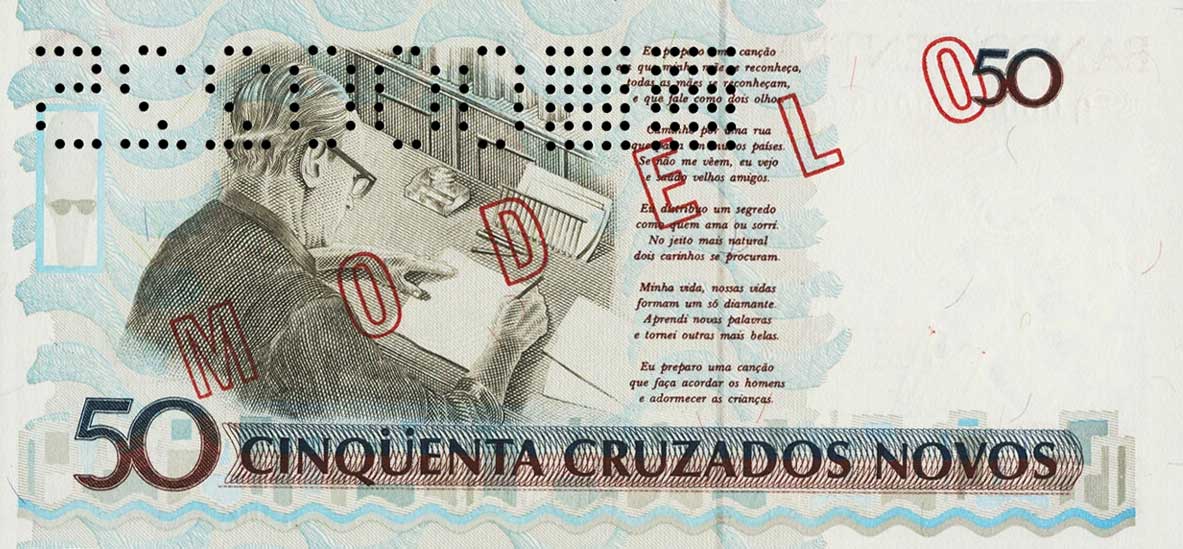 Back of Brazil p219s: 50 Cruzados Novos from 1989