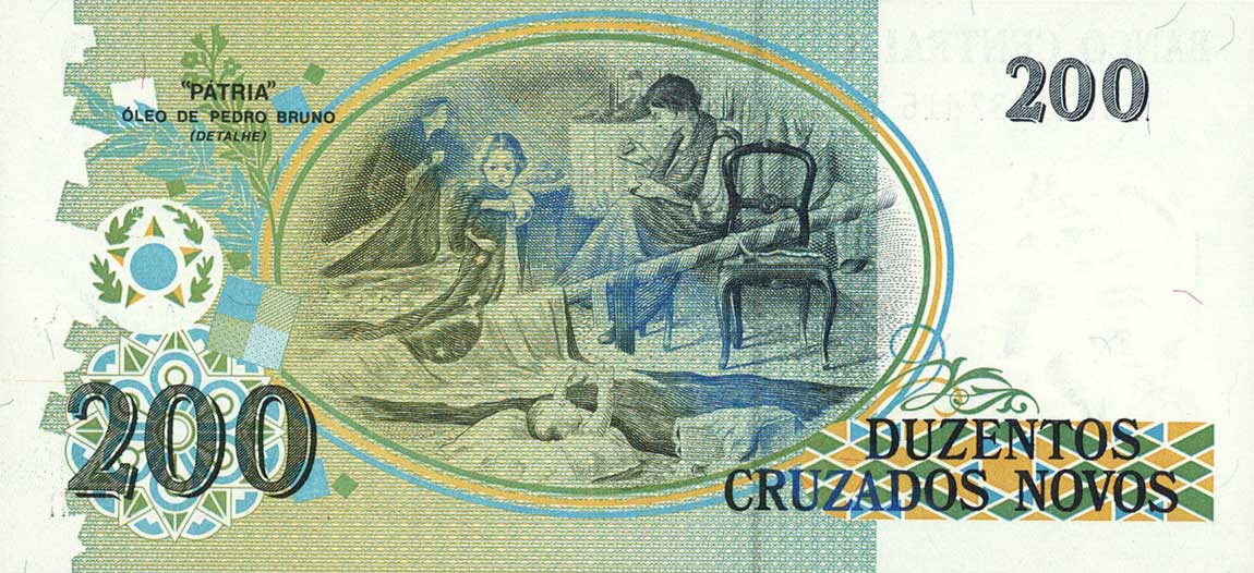 Back of Brazil p221a: 200 Cruzados Novos from 1989