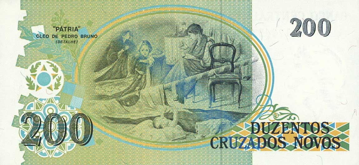 Back of Brazil p221r: 200 Cruzados Novos from 1989