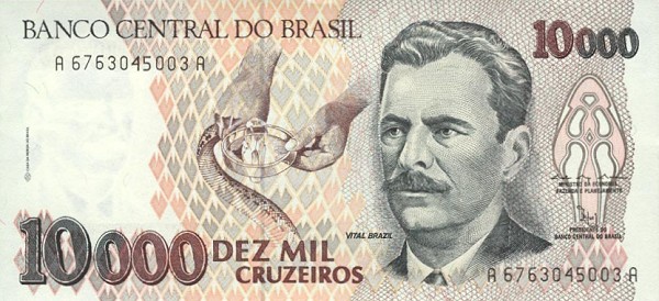 Front of Brazil p233b: 10000 Cruzeiros from 1992