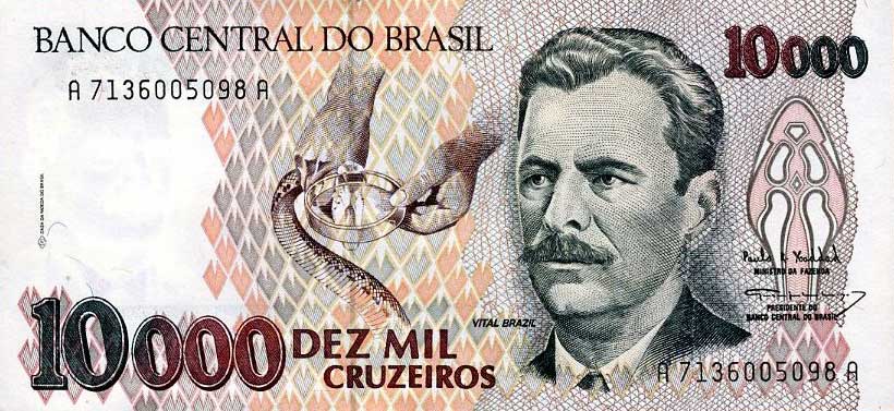 Front of Brazil p233c: 10000 Cruzeiros from 1993