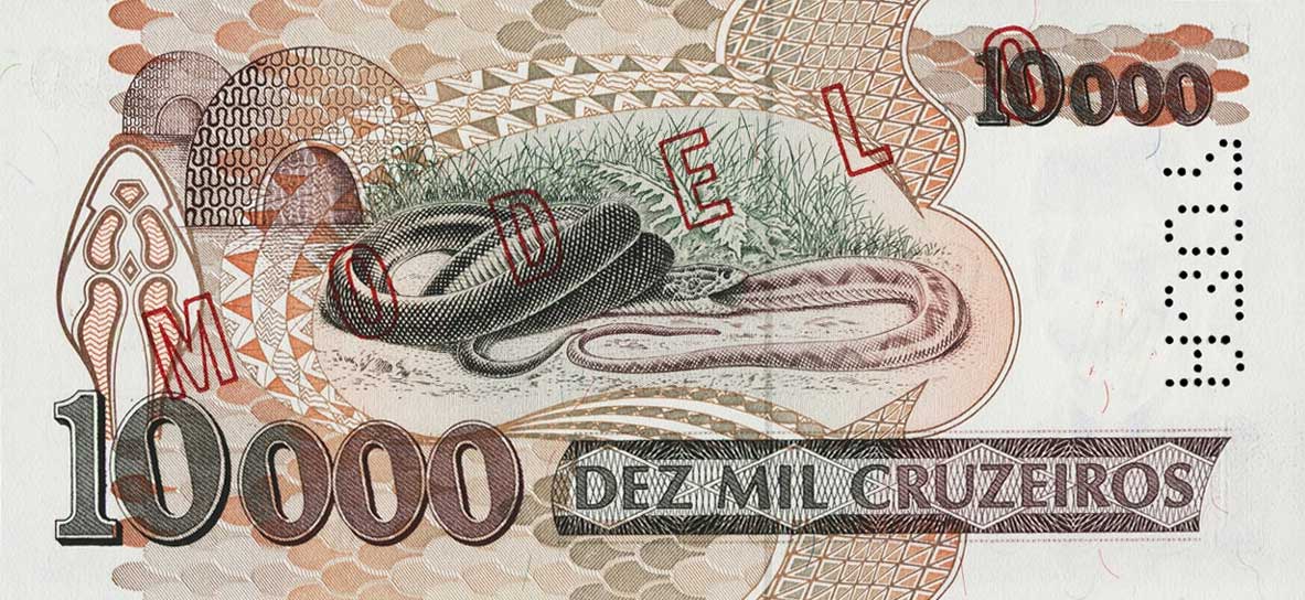 Back of Brazil p233s: 10000 Cruzeiros from 1991
