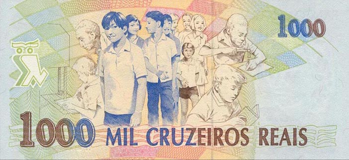 Back of Brazil p240a: 1000 Cruzeiros Reais from 1993