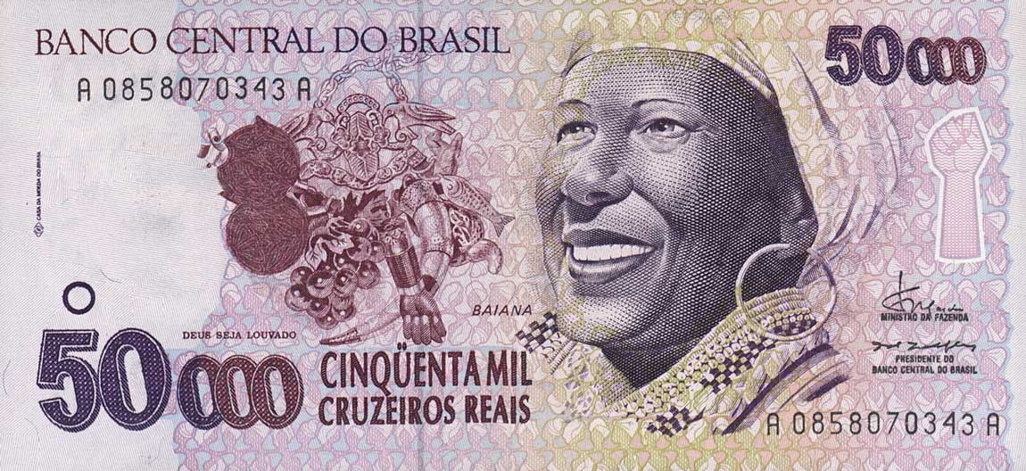 Front of Brazil p242: 50000 Cruzeiro Real from 1994