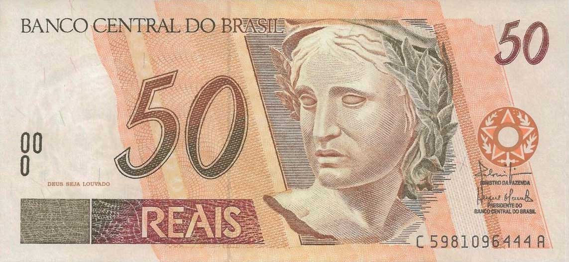 Front of Brazil p246l: 50 Reais from 1994