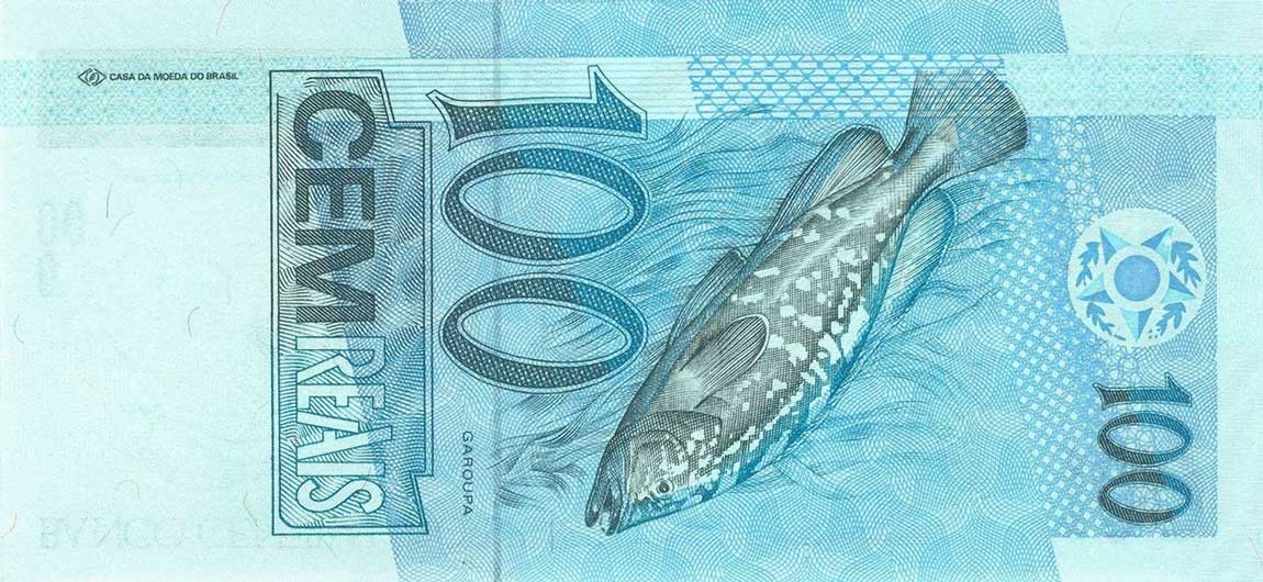 Back of Brazil p247c: 100 Reais from 1994