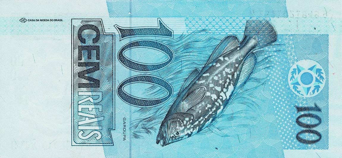 Back of Brazil p247e: 100 Reais from 1994