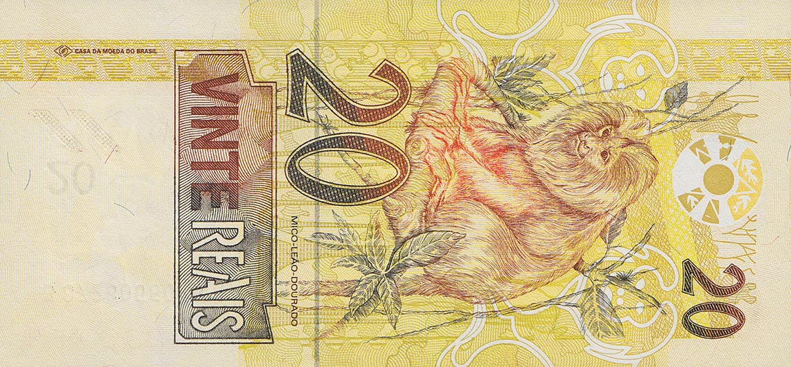 Back of Brazil p250e: 20 Reais from 2002