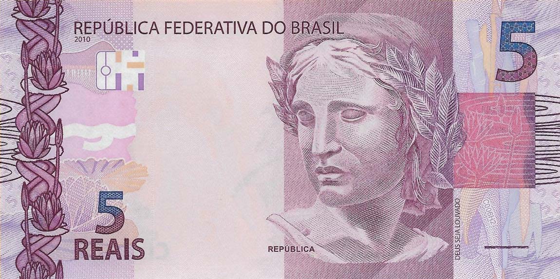 Front of Brazil p253c: 5 Reais from 2010