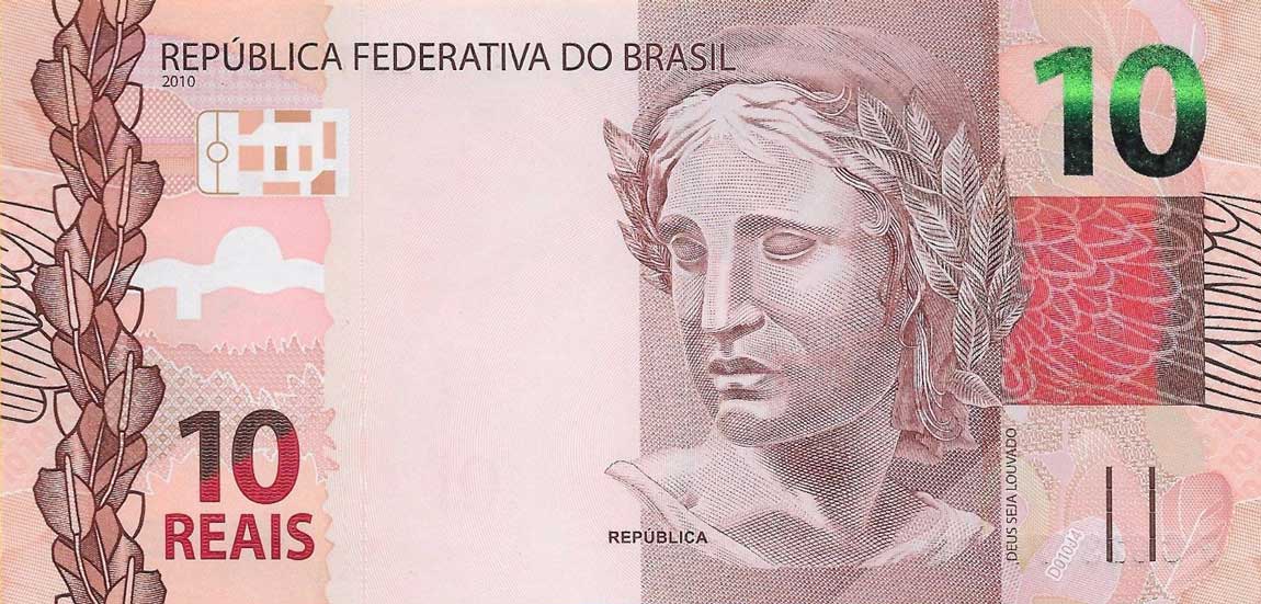 Front of Brazil p254c: 10 Reais from 2010