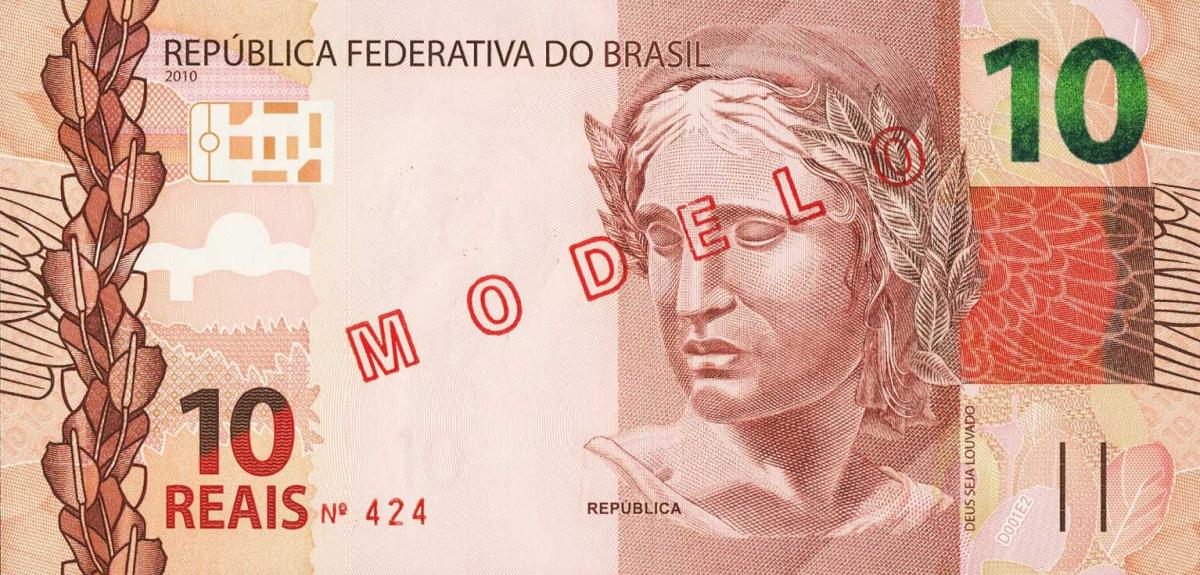 Front of Brazil p254s: 10 Reais from 2010