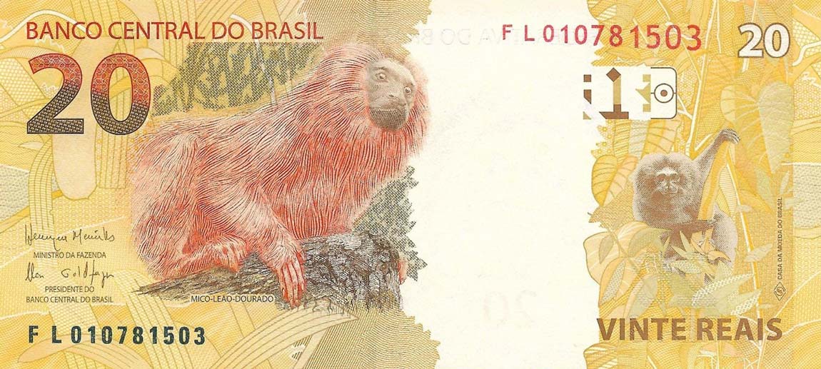 Back of Brazil p255b: 20 Reais from 2010