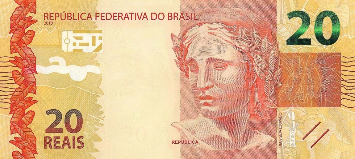 Front of Brazil p255b: 20 Reais from 2010