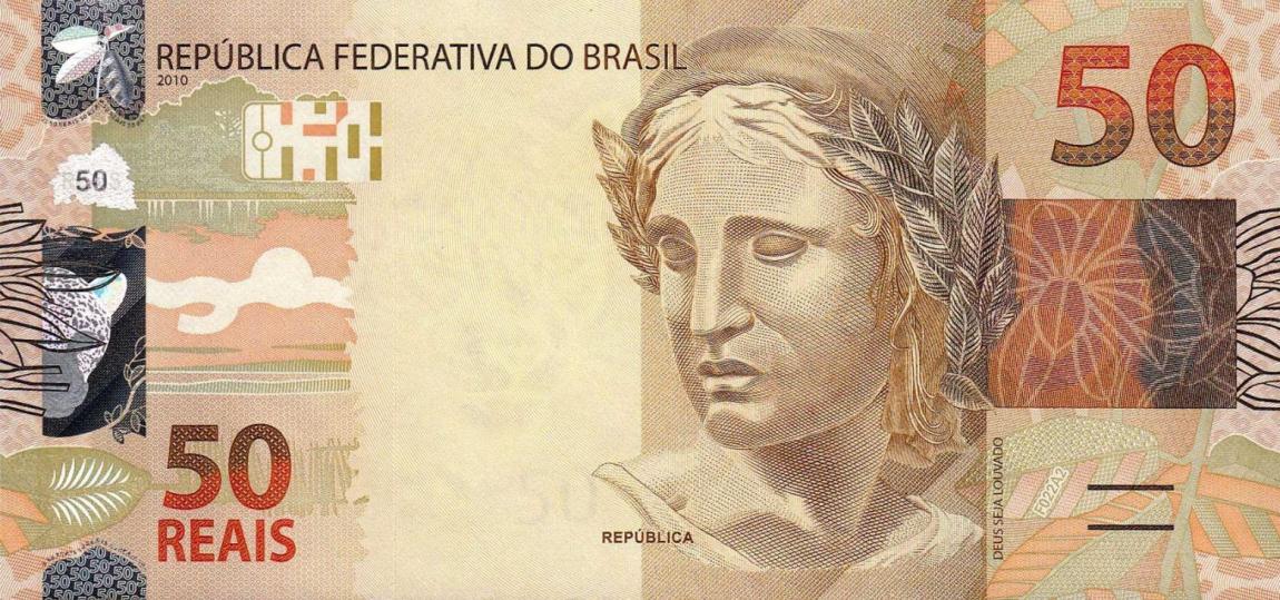 Front of Brazil p256b: 50 Reais from 2010