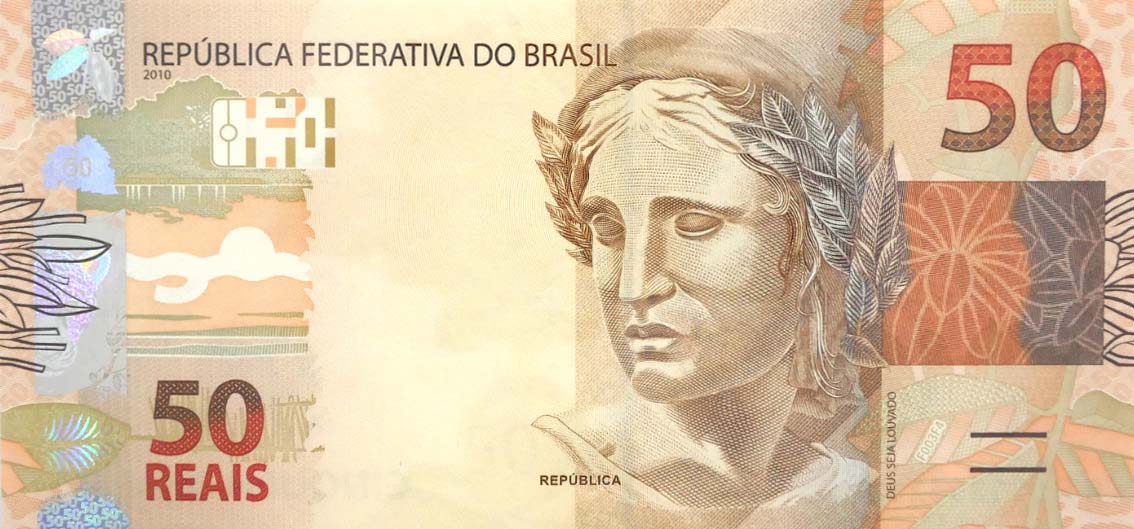Front of Brazil p256d: 50 Reais from 2010