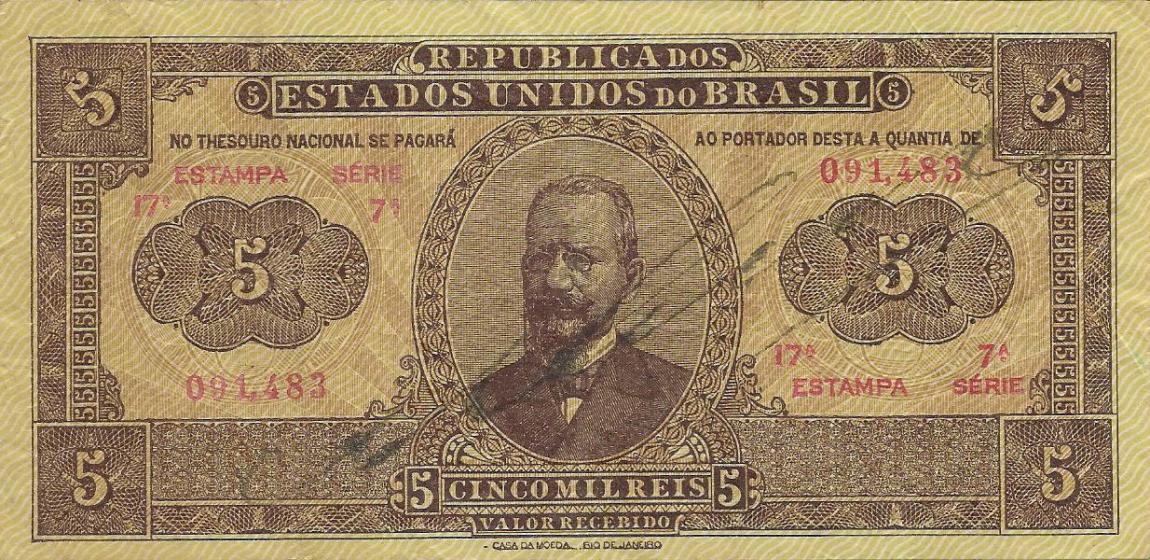 Front of Brazil p27a: 5 Mil Reis from 1922
