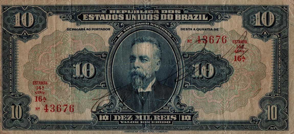 Front of Brazil p36a: 10 Mil Reis from 1918