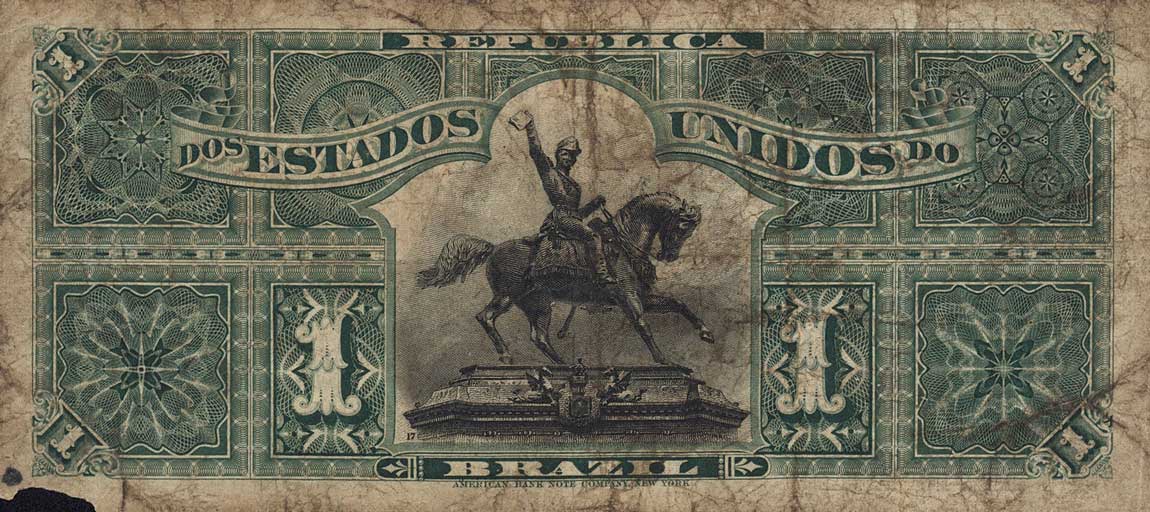 Back of Brazil p3c: 1 Mil Reis from 1891