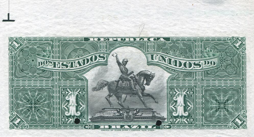 Back of Brazil p3s: 1 Mil Reis from 1891