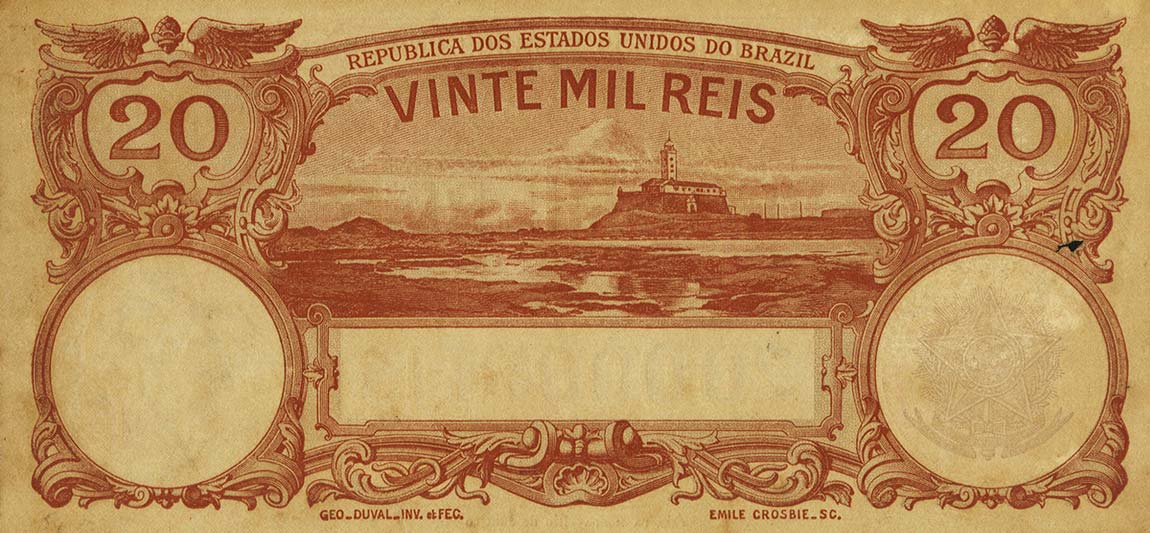 Back of Brazil p43s: 20 Mil Reis from 1907