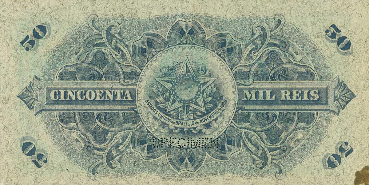 Back of Brazil p50s: 50 Mil Reis from 1900