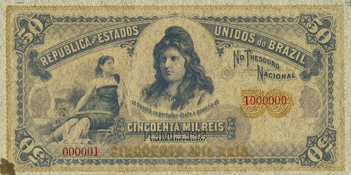 Front of Brazil p50s: 50 Mil Reis from 1900