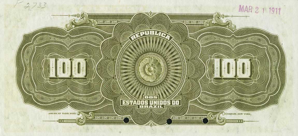 Back of Brazil p66s: 100 Mil Reis from 1912