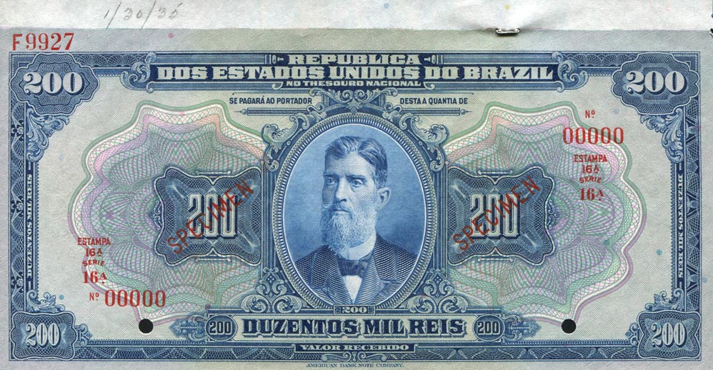 Front of Brazil p81s1: 200 Mil Reis from 1925