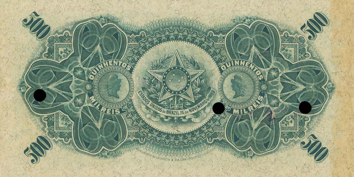 Back of Brazil p84s: 500 Mil Reis from 1901
