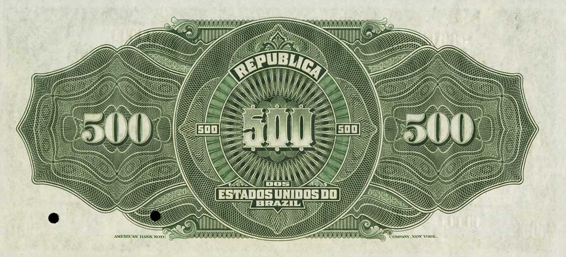 Back of Brazil p87s: 500 Mil Reis from 1911