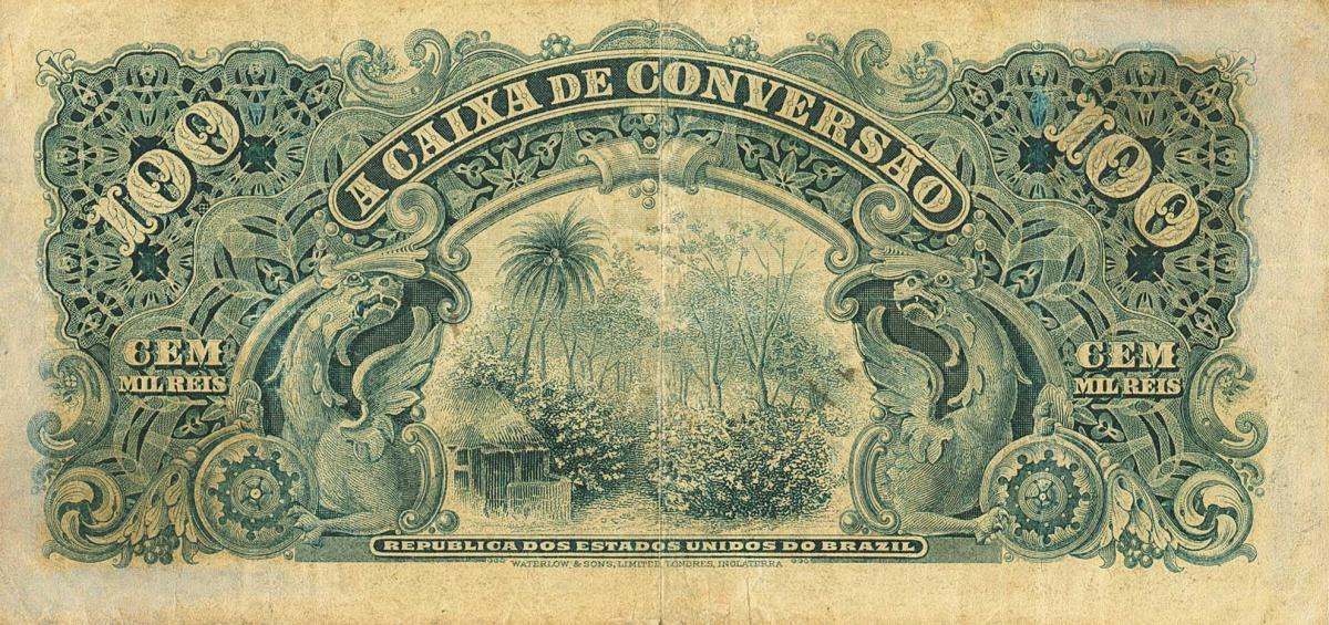 Back of Brazil p97: 100 Mil Reis from 1906
