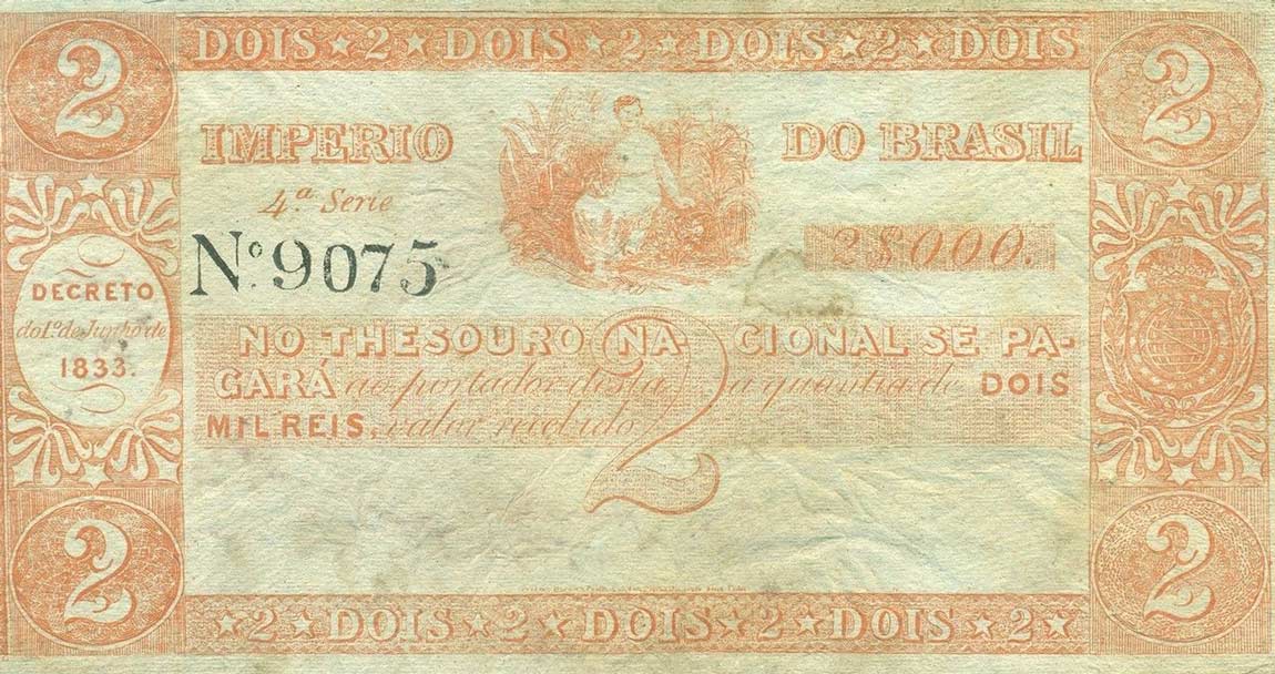 Front of Brazil pA211: 2 Mil Reis from 1833